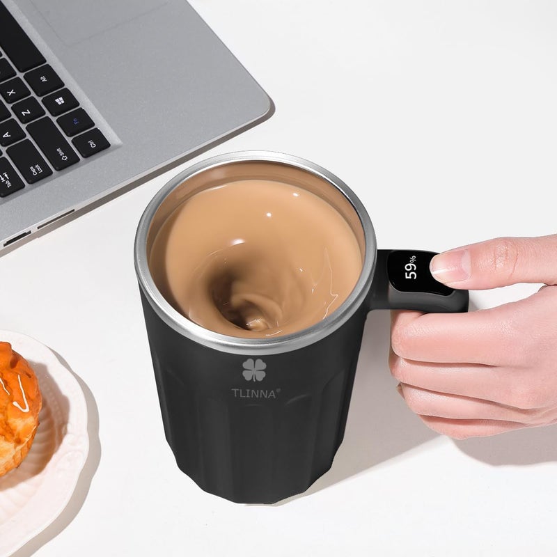 TLINNA Drink Stirrer,Self Stirring Mug,Self Stirring Coffee Mug,Suitable for Coffee, Milk, Cocoa and Other Beverages (Black) - Image 4